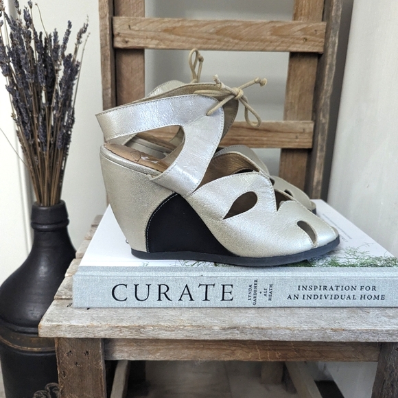 Fly London Leather Wedge Sandals - Picture 2 of 11